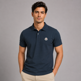Men's Cotton Polo Shirt - Navy Blue - Breathable Comfort