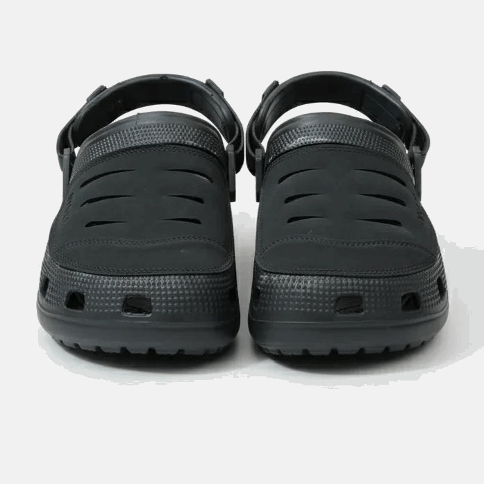 Black clogs on a white background