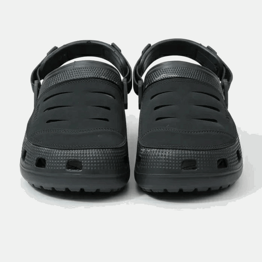Black clogs on a white background