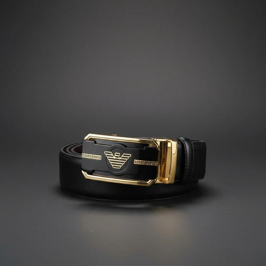 Emporio Armani Eagle Logo Belt | Black & Gold | Premium Imported