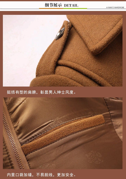 Ash Grey Wool-Blend Semi Long Coat for Men