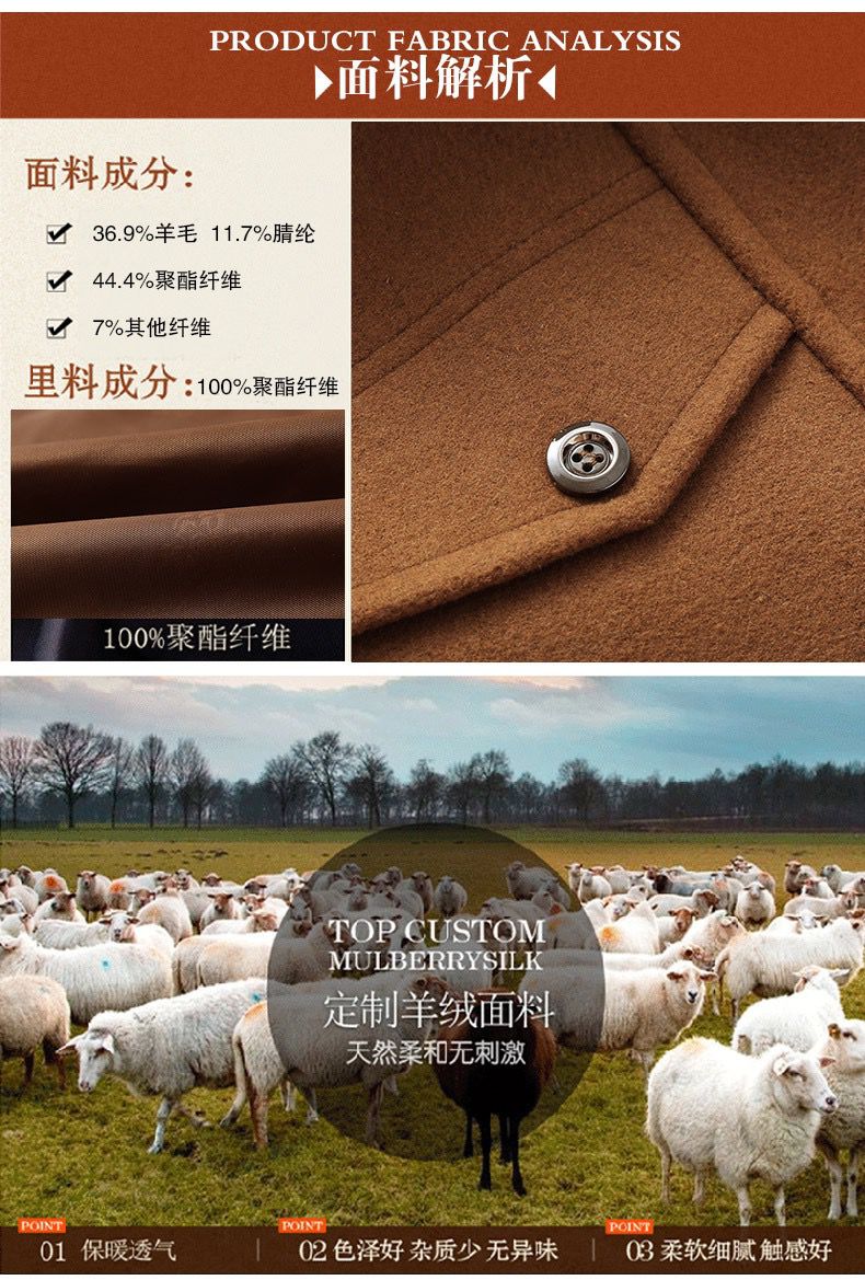 Ash Grey Wool-Blend Semi Long Coat for Men