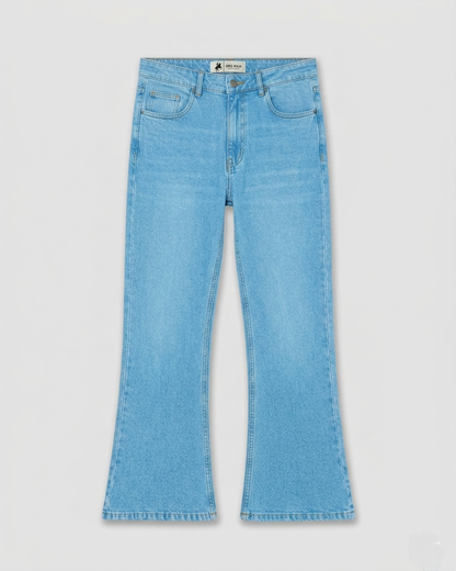 One Man Bootcut Jeans Embroidered Pocket Light Blue Denim Men's