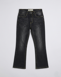 One Man Bootcut Jeans Embroidered Pocket Black Wash Men's