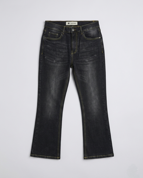 One Man Bootcut Jeans Embroidered Pocket Black Wash Men's