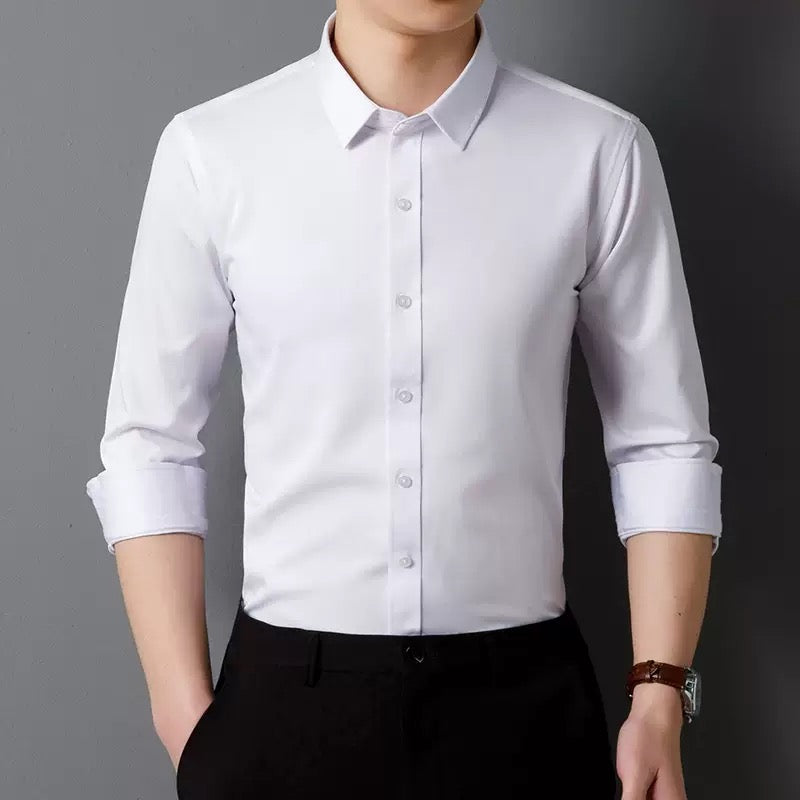 China Premium Solid Formal Shirt – White মূল ছবি