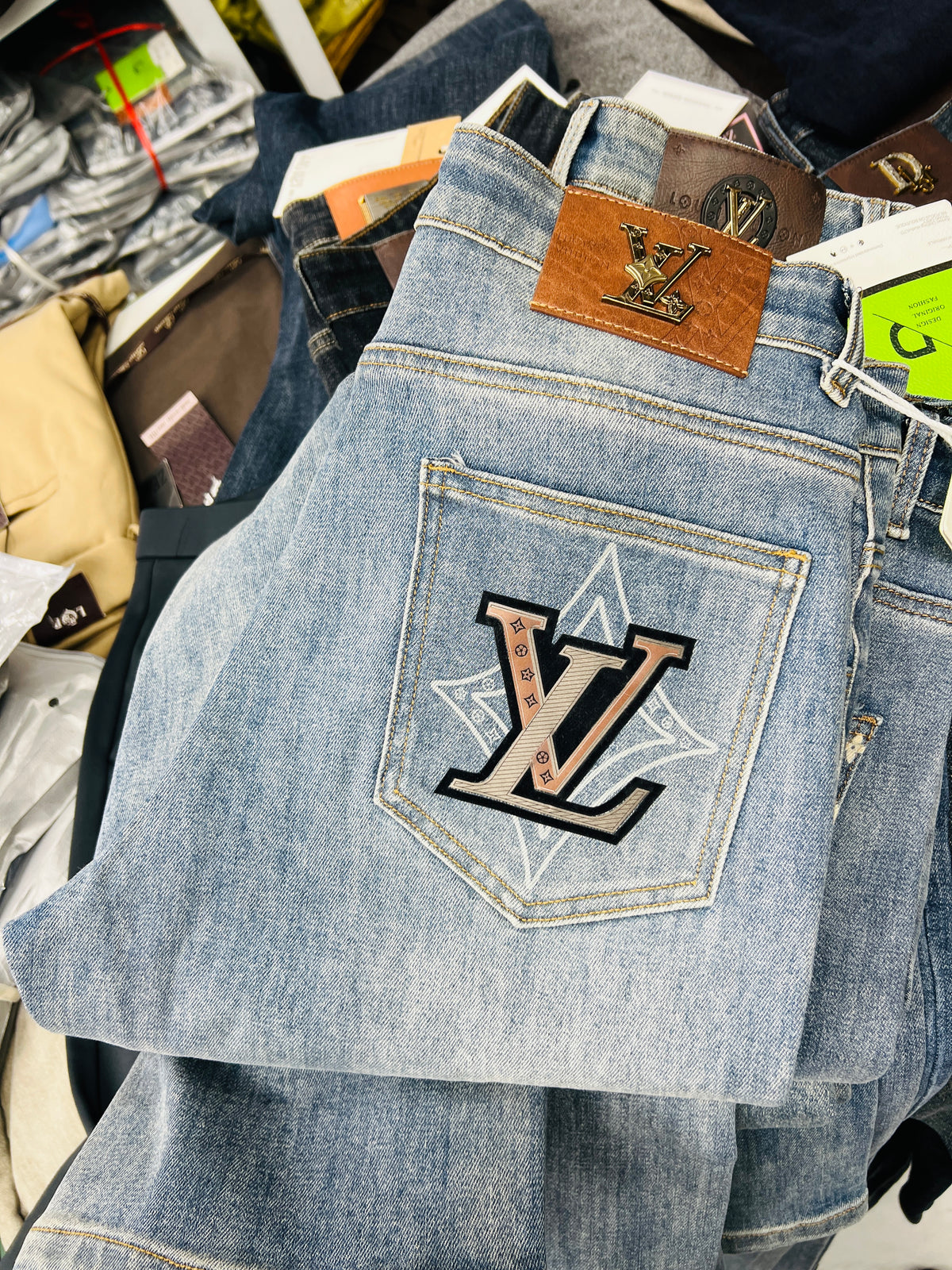 Premium LV Monogram Denim Jeans – Light Blue | Pre-Order