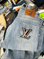Premium LV Monogram Denim Jeans – Light Blue | Pre-Order