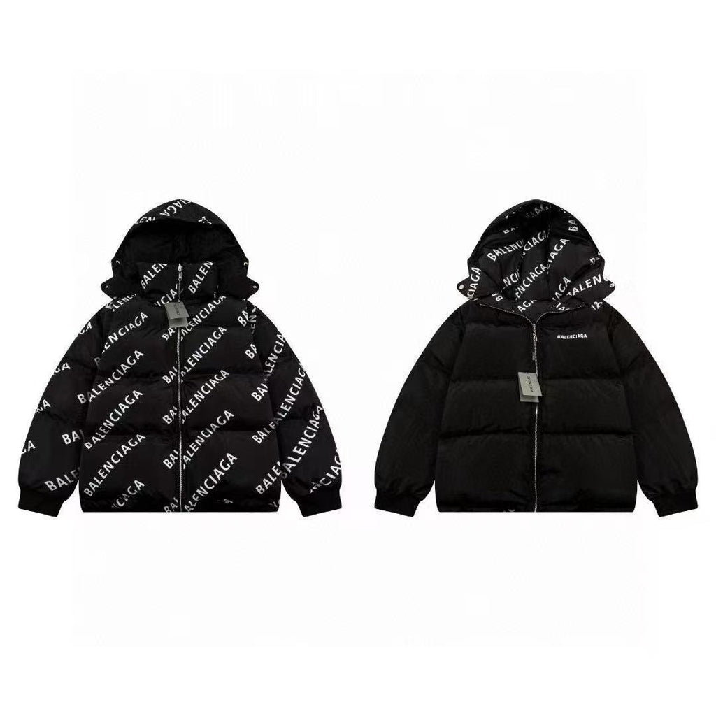 BALENCIAGA ALL-OVER LOGO REVERSIBLE PUFFER JACKET
