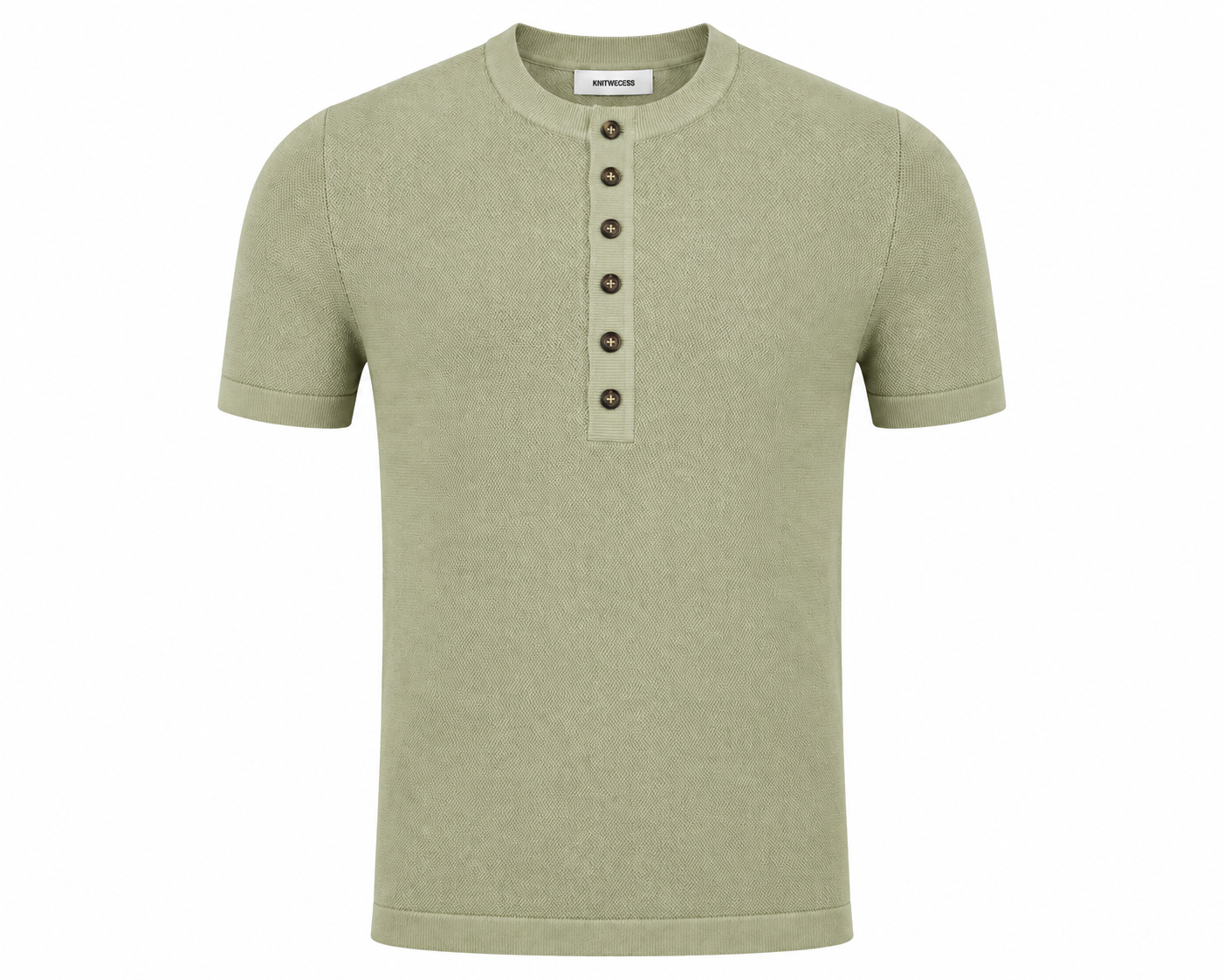 Essential Knit Henley Polo – Sage Green দ্বিতীয় ছবি