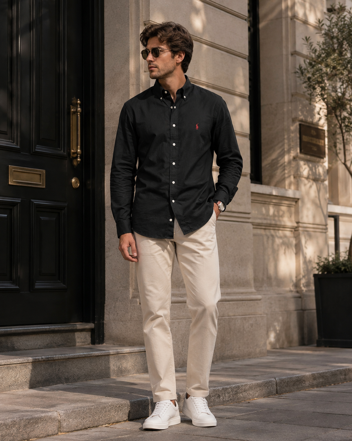 Premium Black Remi Cotton Slim Fit Shirt Secondary image