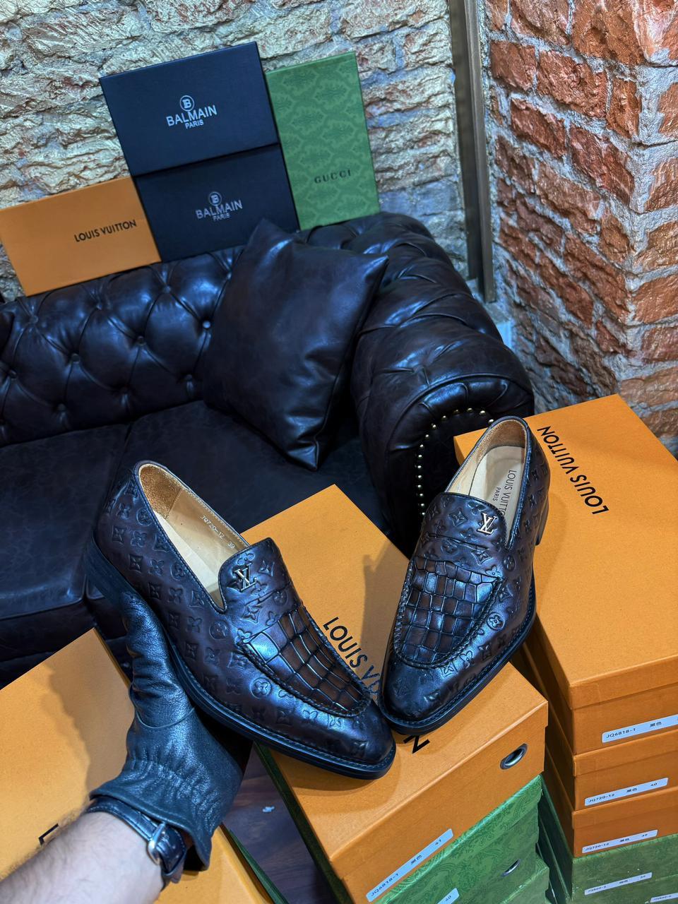 Louis Vuitton Men's Monogram & Croco-Embossed Tassels| LV Designer Shoes