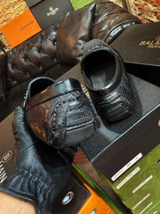 Balmain Men's Textured Leather Driving Loafers | Designer Moccasins