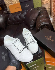Balmain Men's Logo Strap Leather Sneakers | Luxury Designer Trainers