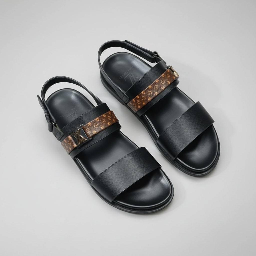 Strap Black Leather Sandals | Premium Imported Luxury Secondary image
