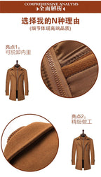 Ash Grey Wool-Blend Semi Long Coat for Men