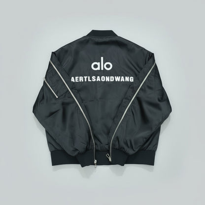 Alo-Inspired Korean Style Zipper Bomber Jacket - Tech Black