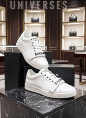 Balmain Men's Logo Strap Leather Sneakers | Luxury Designer Trainers