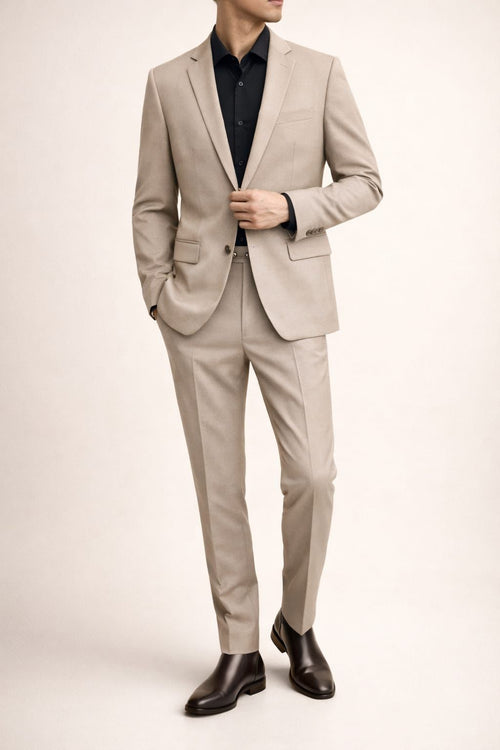 Beige Formal Blazer & Trouser Set