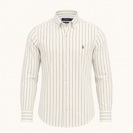 Premium White & Tan Striped SHIRT
