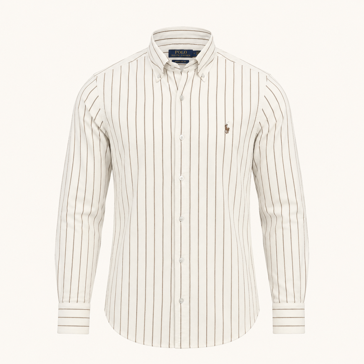 Premium White & Tan Striped SHIRT