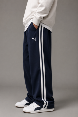 Black & White Baggy Track Trousers