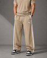 Beige & White Baggy Track Trousers