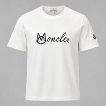 Moncler Script Logo T-Shirt Cotton Crew Neck Men’s White