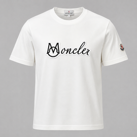 Moncler Script Logo T-Shirt Cotton Crew Neck Men’s White