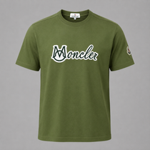 Moncler Script Logo T-Shirt Cotton Crew Neck Men’s Olive Green