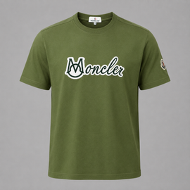 Moncler Script Logo T-Shirt Cotton Crew Neck Men’s Olive Green