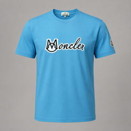 Moncler Script Logo Cotton T-Shirt | Premium Crew Neck Tee | Men's Blue