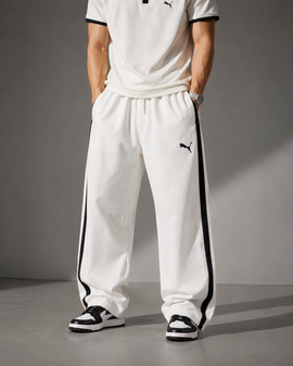 PUMA White & Black Baggy Track Trousers