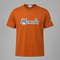 Moncler Script Logo T-Shirt Cotton Crew Neck Men’s Rust Orange