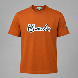 Moncler Script Logo T-Shirt Cotton Crew Neck Men’s Rust Orange