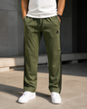 Olive Green Track Trousers with Ankle Zips