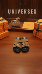 Luxury 'H' Logo Suede Sandals | Designer Inspired Adjustable Slides