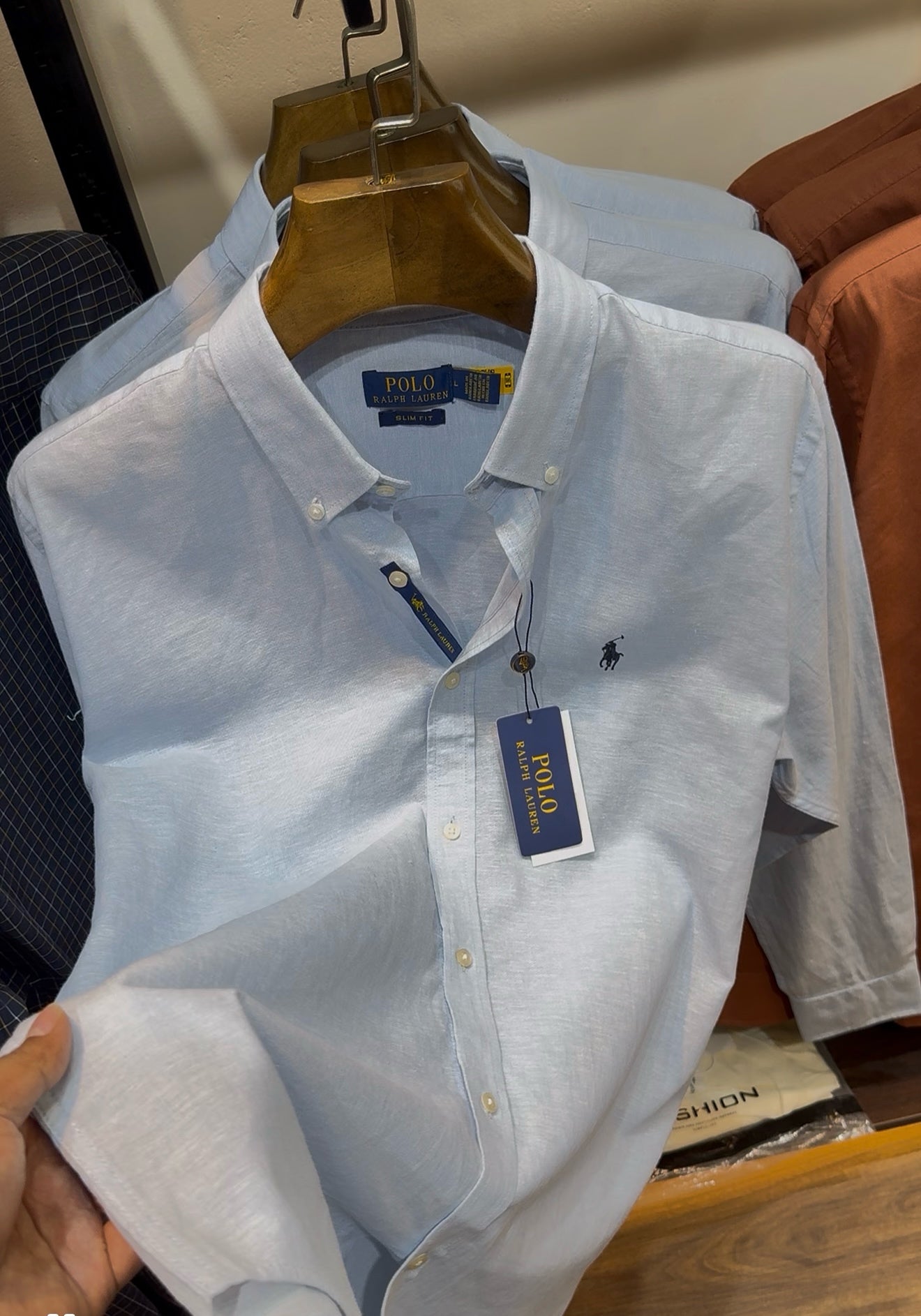 Premium Sky Blue Remi Cotton Slim Fit Shirt মূল ছবি