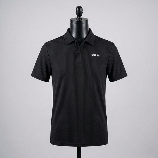 Guess Men's Ribbed Knit Polo Shirt