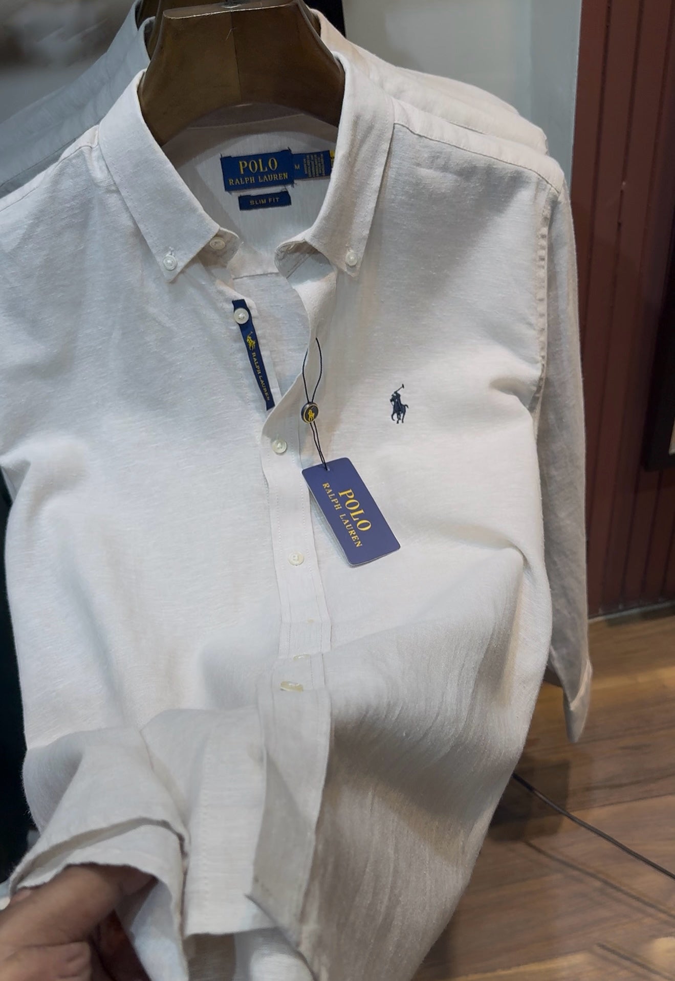 Premium Beige Remi Cotton Slim Fit Shirt মূল ছবি