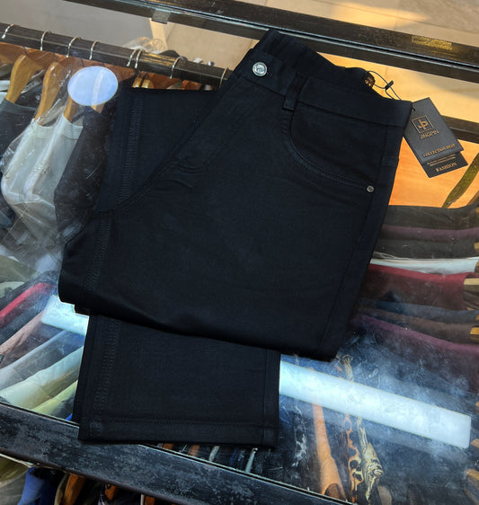 Emporio Armani Men’s Satin Slim Fit Chinos – Luxury Black Cotton Twill Pants