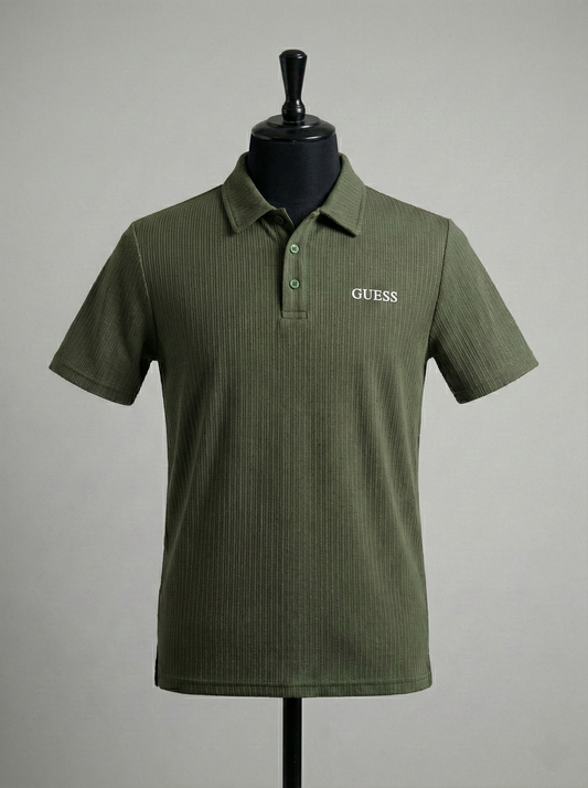 Guess Men's Ribbed Knit Polo Shirt