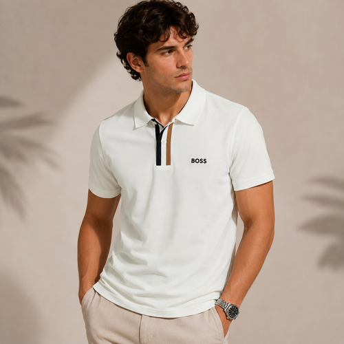 Men's BOSS Polo Shirt - Off-White - Premium Cotton Comfort