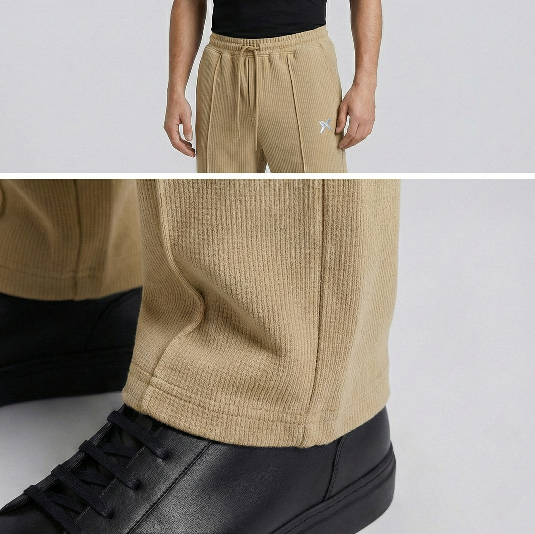 Premium Ribbed Knit Pintuck Trousers Secondary image
