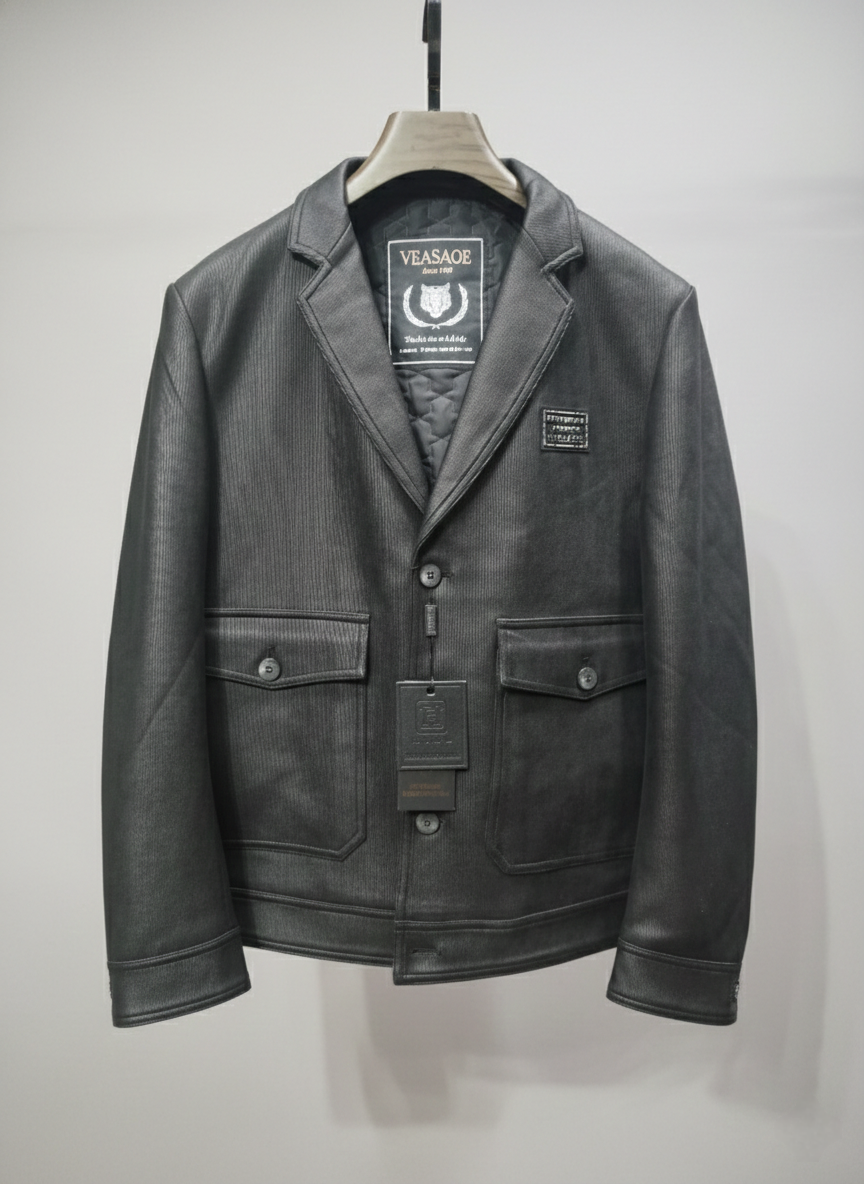 Men’s Textured Black Utility Blazer Main image