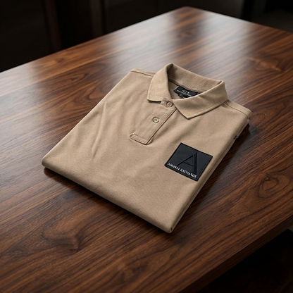 Armani Exchange Beige Cotton Polo Shirt – Premium Slim Fit Designer Polo for Men
