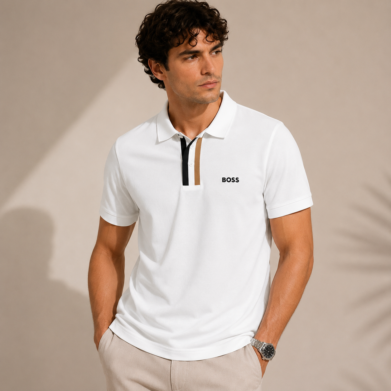 BOSS Polo Shirt - Off-White - Premium Cotton Comfort Main image