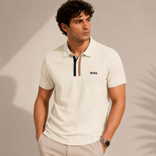 Men's Cotton Polo Shirt - Sage Green - Premium Accent